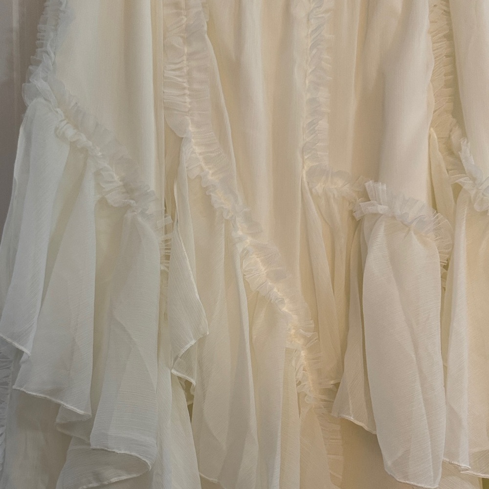 Anthropologie Cream Layered A-Line Skirt - Picture 7 of 9